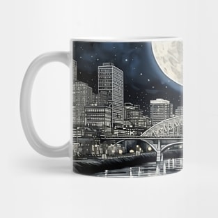 Full Sturgeon Moon Over the City of Roses (Portland Oregon) Mug